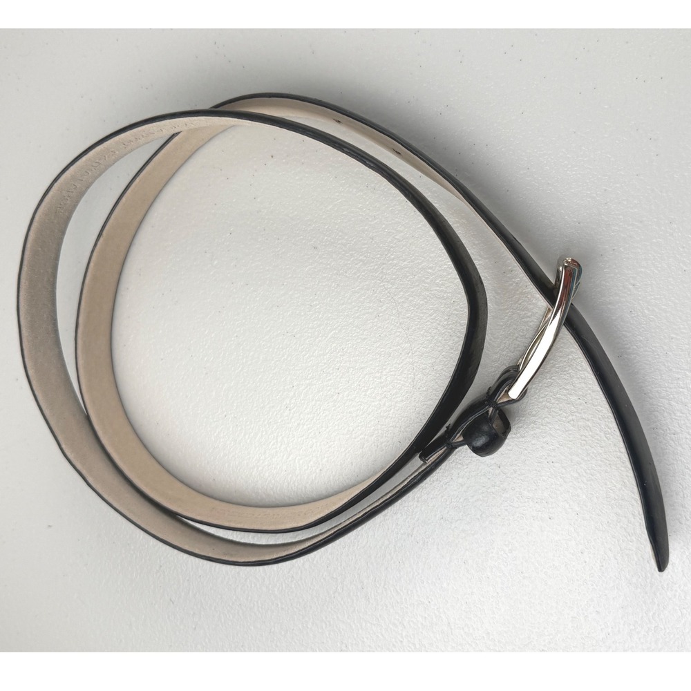 Black Bonded Leather Belt Gold Buckle 1999